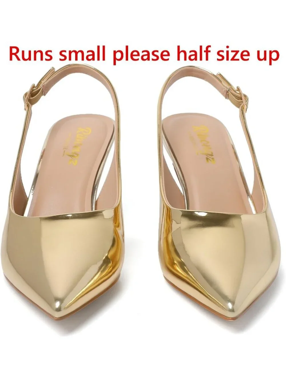 Women's Closed Gold Patent Peep Open Toe Heels Comfortable Slip On Dress Shoes